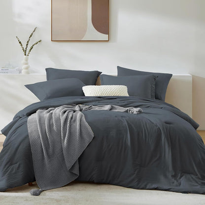 Queen Comforter Set-7 Pieces Soft Prewashed Bed in a Bag Queen Bedding Sets
