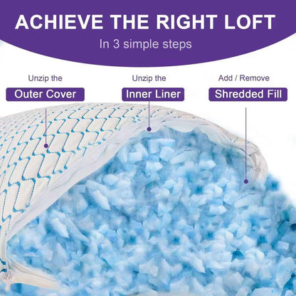 Memory Foam Pillows Queen Size Set of 2,Cooling Pillow for Side Sleepers