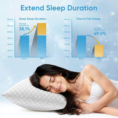 OAISZ Shredded Memory Foam Bed Pillows Queen Size Set of 2 for Sleeping