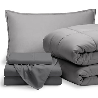 Bare Home Bed-in-A-Bag 5 Piece Set (Twin XL, Grey/Light Grey)