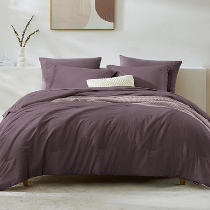 Queen Comforter Set-7 Pieces Soft Prewashed Bed in a Bag Queen Bedding Sets