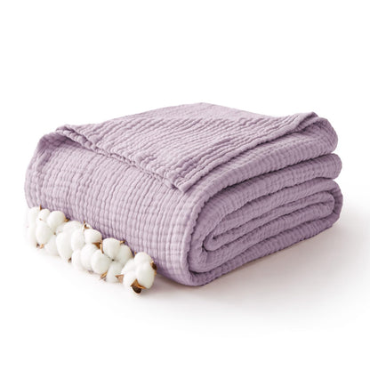 100% Cotton Muslin Blanket for Adults, 6-Layer, King, 108 x 90, Beige Linen