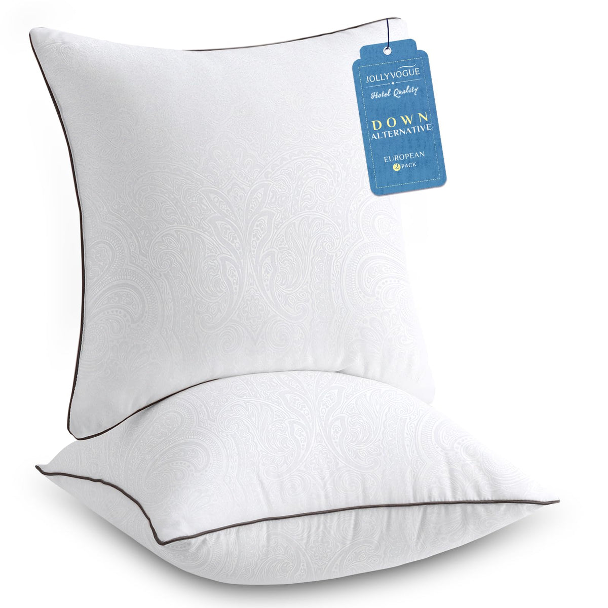 JOLLYVOGUE King Pillows 2 Pack, Cooling and Firm King Size Pillows with Oeko-Tex Certified Down Alternative Filling for Side, Back, and Stomach Sleepers, Hotel Collection