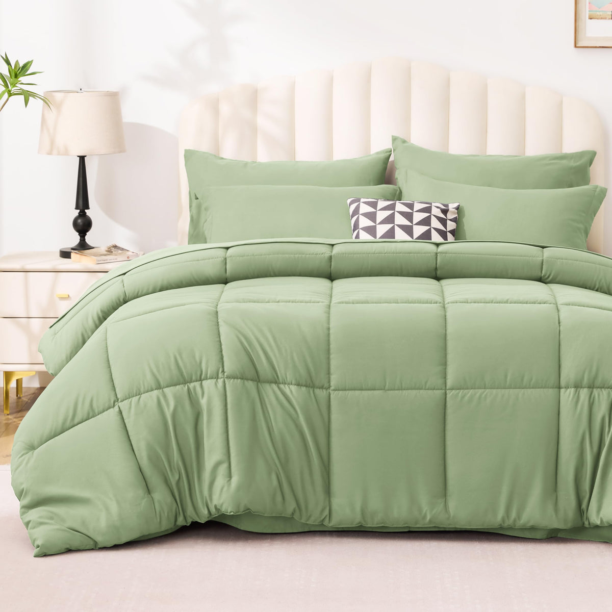 Love's cabin Full Comforter Set Black, 7 Pieces Full Bed in a Bag, All Season Bedding Sets with 1 Comforter, 1 Flat Sheet, 1 Fitted Sheet, 2 Pillowcase and 2 Pillow Sham
