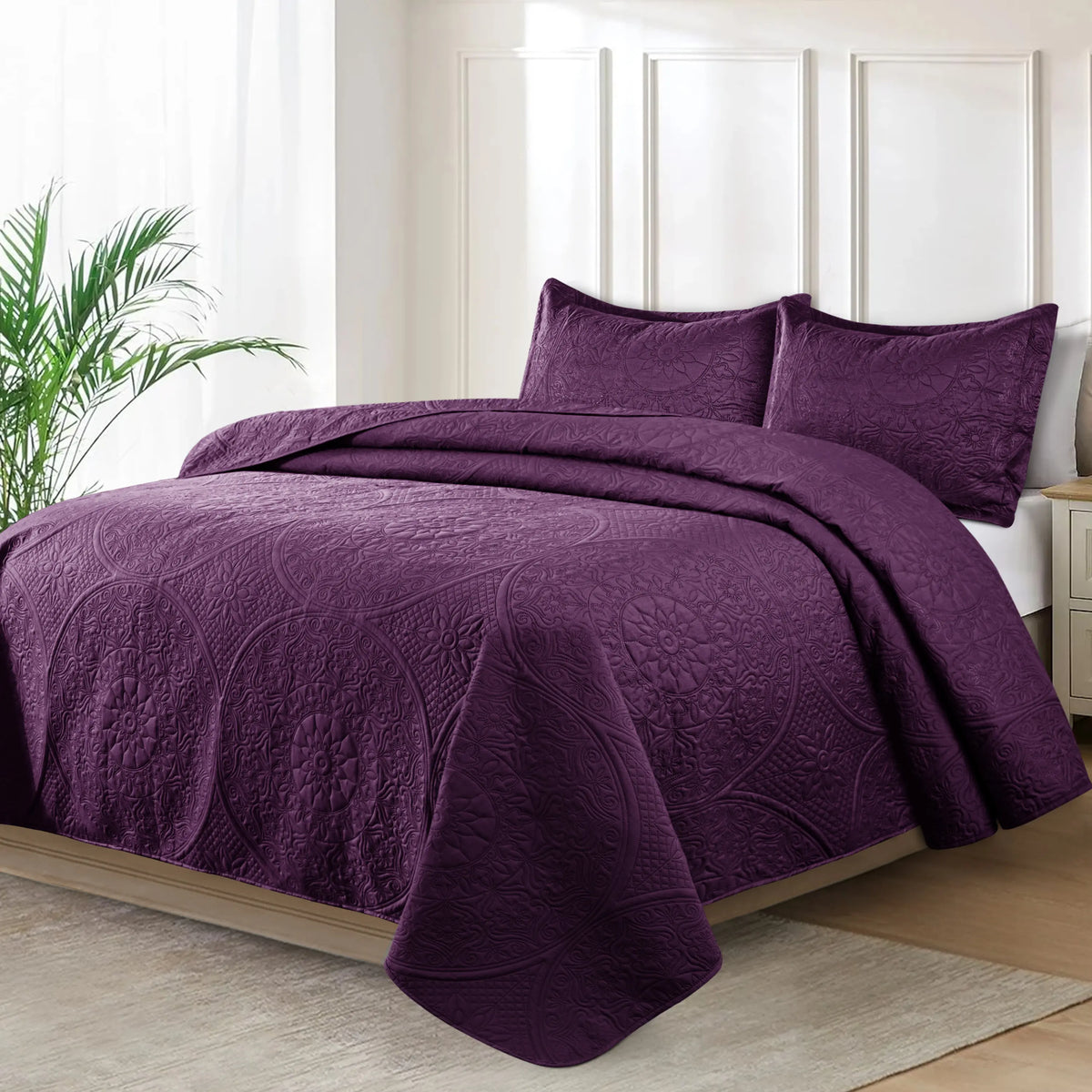 Lightweight Bedspread All Season Comfort - Quilted Coverlet Bedding Set - Oversized Breathable Bed Cover Quilt - Reversible Microfiber Bedspread