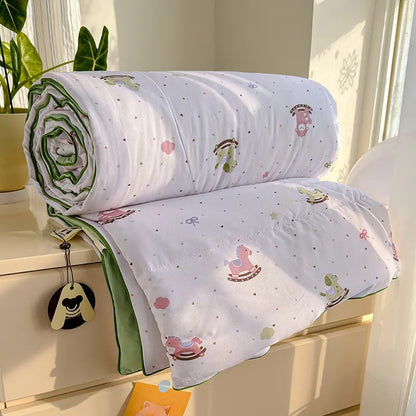 1pcs of small floral print summer quilt, super soft and skin-friendly air-conditioned quilt, Printed Quilts, suitable for use in all seasons, bedrooms, and living rooms #GLOBAL PICKS