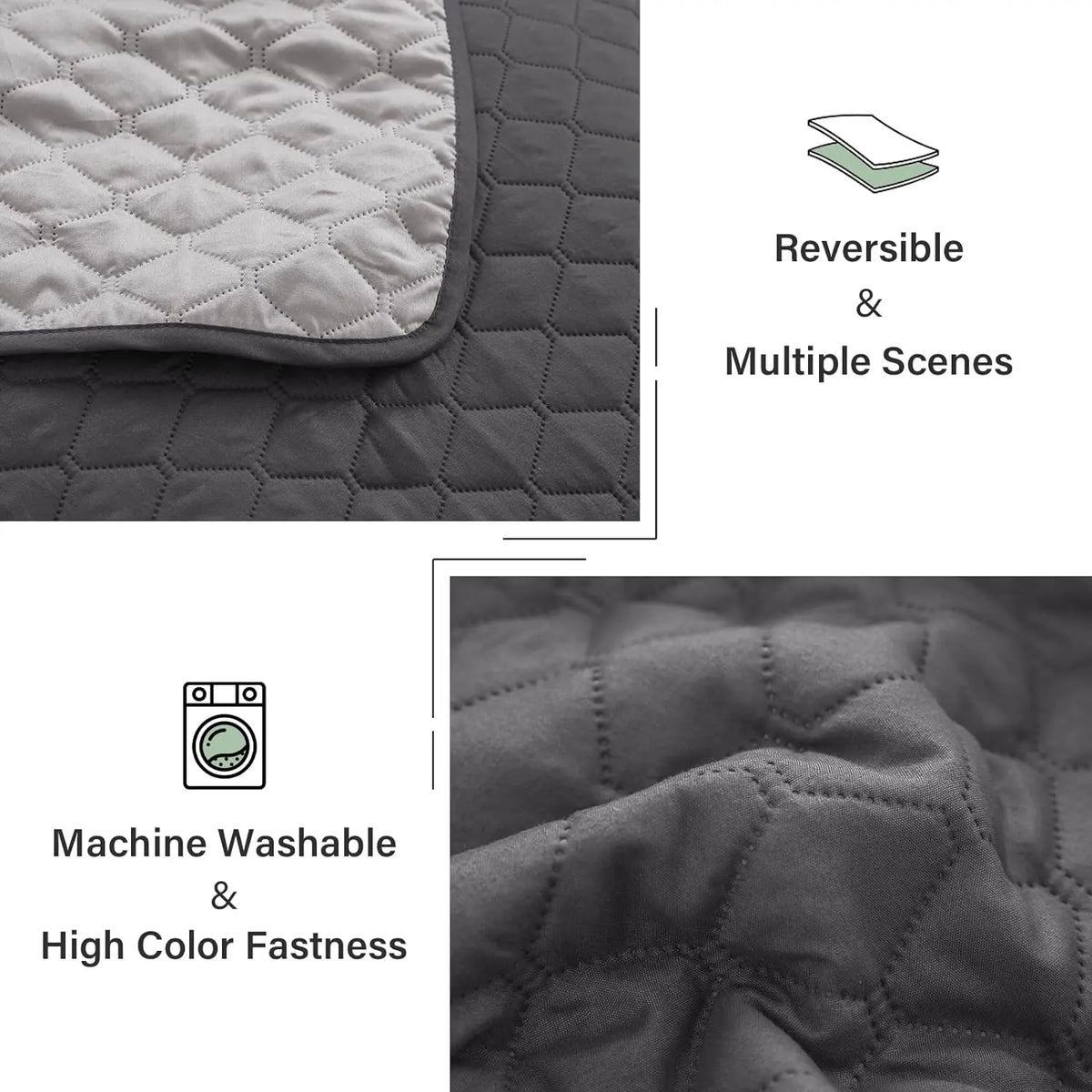 【SohoChic】Geometric Ultrasonic Blend Reversible Bedding Set with Pillow Shams, Lightweight Yet Sturdy All-Season Bedspread Bed Coverlet for Warm or Cool Use, California King Size