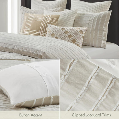 Madison Park Farmhouse King Cotton Comforter Set with Removable Cover, 9pc