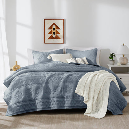 WDCOZY Sage Green Quilt King Size Bedding Sets with 2 Pillow Shams, Lightweight Soft Bedspread Coverlet, Quilted Blanket Thin Comforter Bed Cover, All Season Spring Summer, 3 Pieces, 104x90 inches