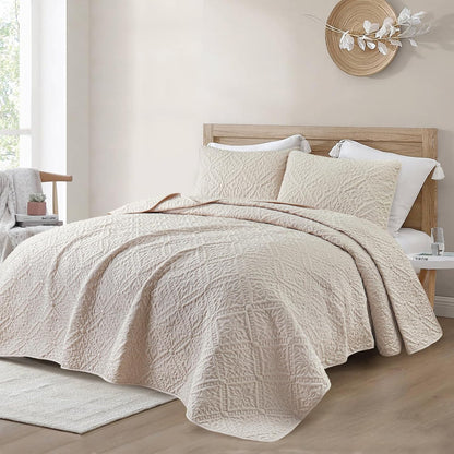 Exclusivo Mezcla Full Queen Quilt Set, Beige Cream