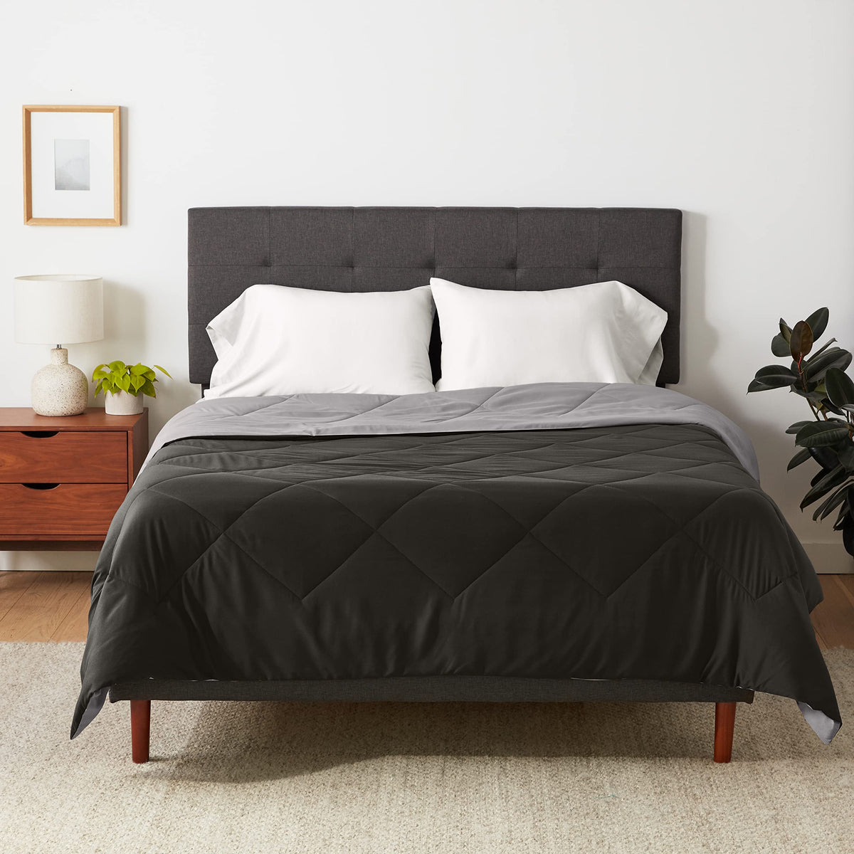 Amazon Basics Washable Comforter Blanket, Reversible Lightweight Microfiber All Season, Twin/Twin XL, Navy/Sky Blue