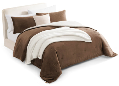 UGG Remina Queen Comforter Set with Throw Blanket & Pillow, 5-Piece, Beige