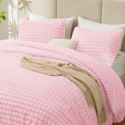 EXQ Home Fluffy Comforter Set Queen Size,3 Pieces Bed Set,Black