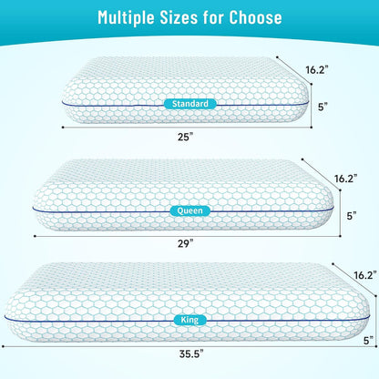 CushyOasis Bed Pillows for Sleeping 2PCS, Memory Foam, Standard Size, Blue