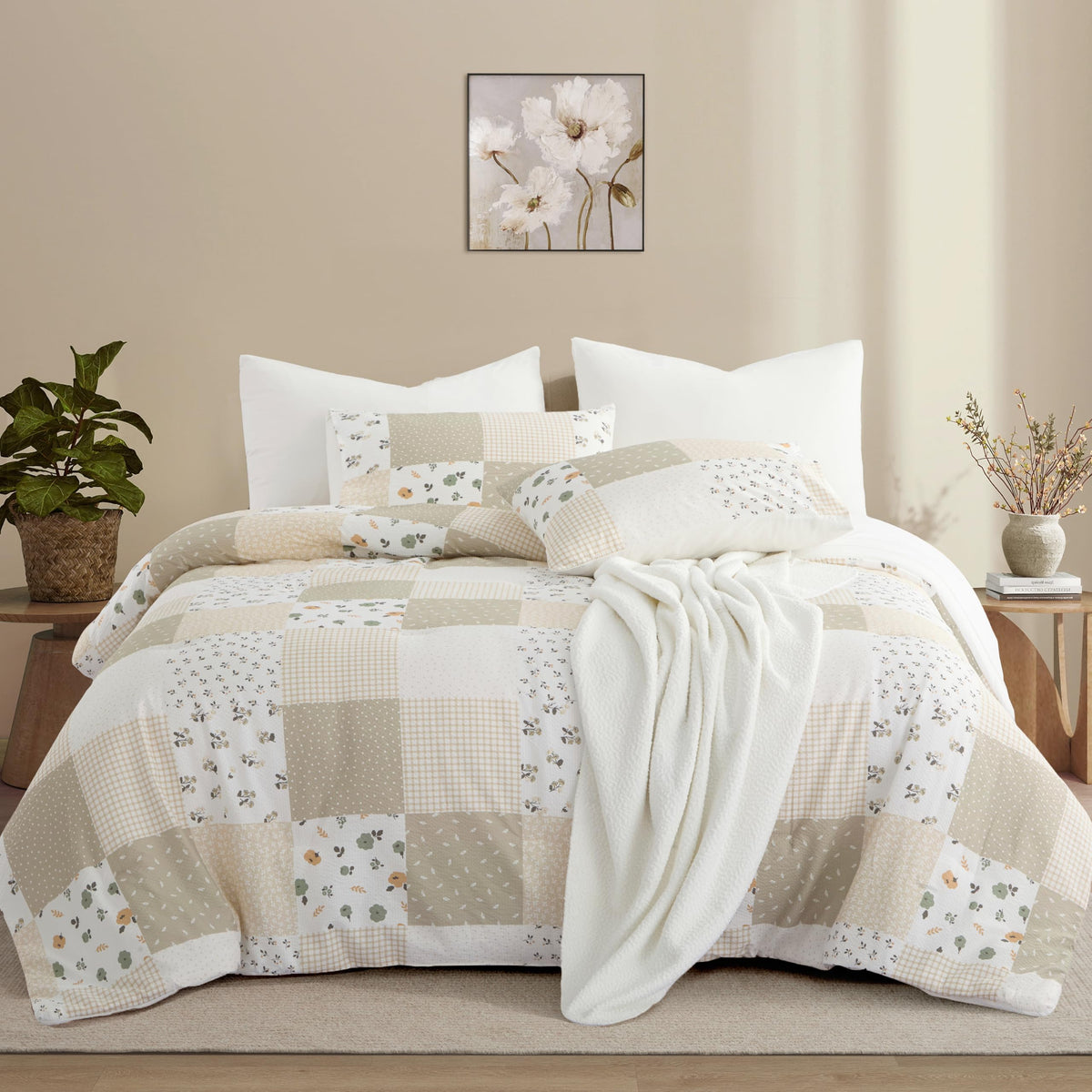 Oli Anderson Queen Comforter Set, 7 Pieces Bed in a Bag, Light Green