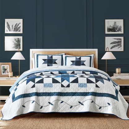 Secgo King Size Comforter Set- 100% Cotton Quilt King Size Set, Green, Sage bedspreads (96 * 108 Inch) with 2 Pillow Shams, Patchwork Reversible Lightweight Bedding