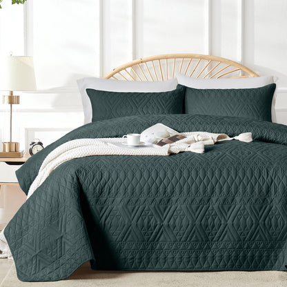 akkialla Full/Queen Size Quilt Bedding Set,Beige Lightweight Microfiber Soft Bedspread,Modern Style Geoetric Pattern Coverlet Set for All Seasons,3 Piece(1 Quilt,2 Pillow Shams)