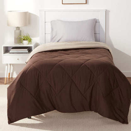 Amazon Basics Washable Comforter Blanket, Reversible Lightweight Microfiber All Season, Twin/Twin XL, Navy/Sky Blue