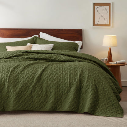 Bedsure Quilts Queen Size - Grey Bedspreads Queen Size with Basket Weave Pattern, Soft Quilt Bedding Set, Lightweight Comforter Set Coverlet for All Seasons with 2 Pillow Shams (90" x 96")