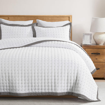 WDCOZY Cloud Soft Quilt Set, Queen Size, White, 3 Pieces 90x90 inches