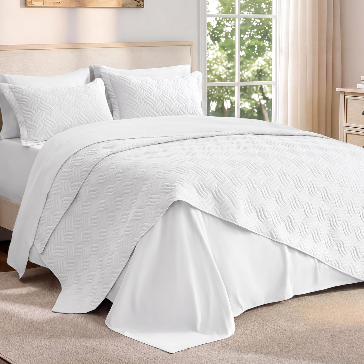 Love's cabin King Size Quilt Set Blue Bedspreads - Soft Bed Summer Lightweight Bedspread Comforter - Modern Style Coin Pattern Coverlet for All Season - 3 Pieces (1 Quilt, 2 Pillow Shams)