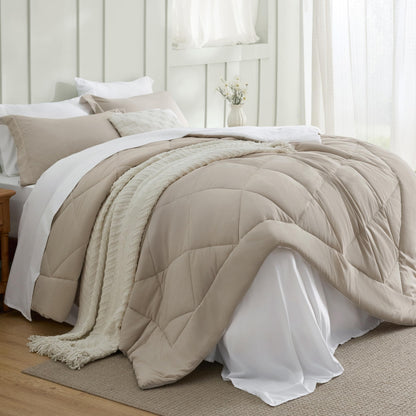 Bedsure Queen Bed in a Bag Reversible Bed Set 7 Pieces Grey/Light Grey