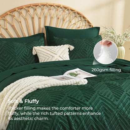 Andency King Size Comforter Set, Dark Emerald Green, 7 Pieces