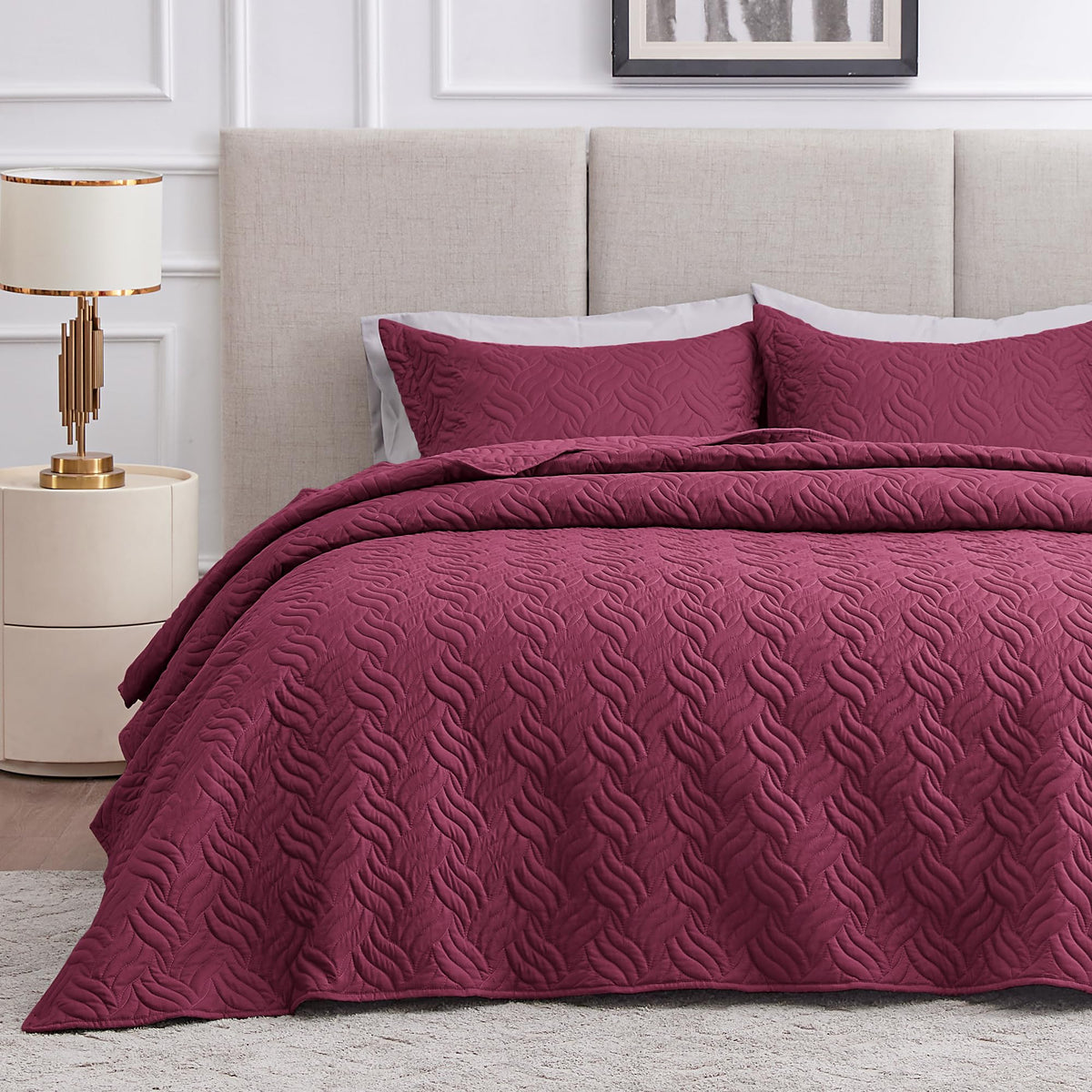 Love's cabin Quilts for Queen Bed Blue Bedspreads - Soft Bed Summer Lightweight Bedspread Comforter - Modern Style Coin Pattern Coverlet for All Season - 3 Pieces (1 Quilt, 2 Pillow Shams)