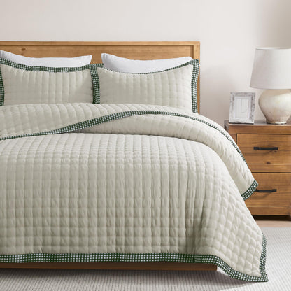 WDCOZY Cloud Soft Quilt Set, Queen Size, White, 3 Pieces 90x90 inches