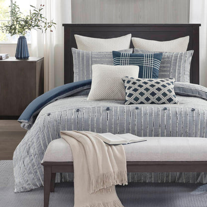 Madison Park Farmhouse King Cotton Comforter Set with Removable Cover, 9pc