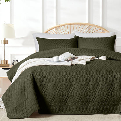 akkialla Full/Queen Size Quilt Bedding Set,Beige Lightweight Microfiber Soft Bedspread,Modern Style Geoetric Pattern Coverlet Set for All Seasons,3 Piece(1 Quilt,2 Pillow Shams)