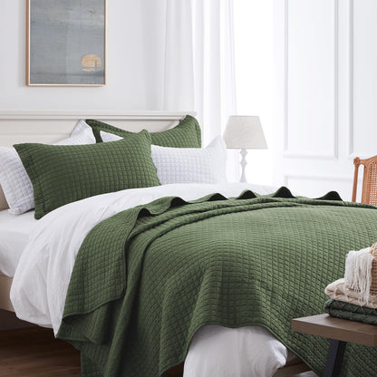 SunStyle Home Queen Quilt Bedding Set, Lightweight Summer Bedspreads,Green
