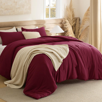 Bedsure King Comforter Set Prewashed Soft Bedding Set 3Pcs Beige 104"x90"