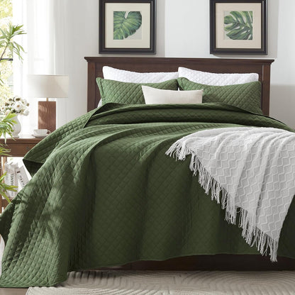 SunStyle Home Queen Quilt Bedding Set, Lightweight Summer Bedspreads,Green