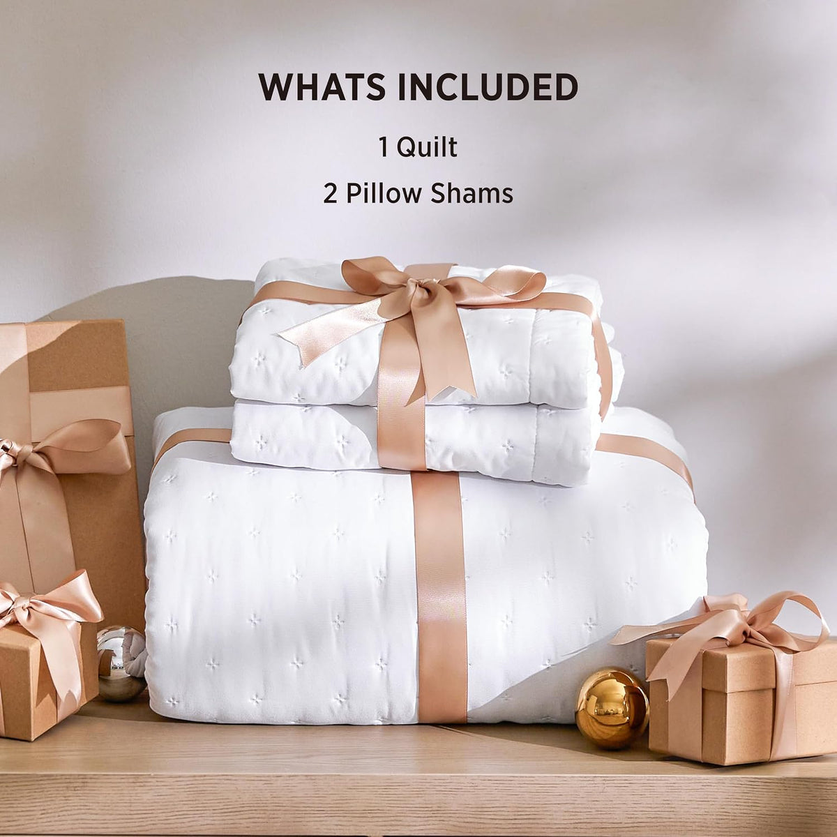 Bedsure King Quilt - Lightweight Comforter King Size for Summer, Bright White Bedspread King with Clover Pattern, Soft Ultrasonic Coverlet, Modern All-Season Polyester Bedding, 106 x 96 Inches