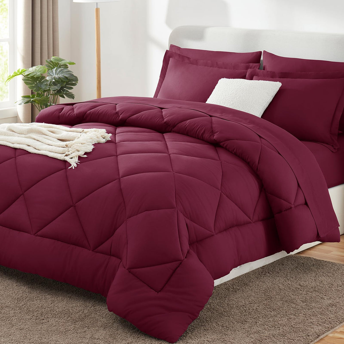 CozyLux King Comforter Set 102"x90" Dark Grey - 7 Piece Bed in a Bag