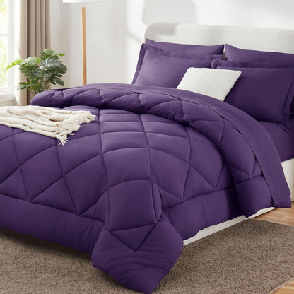 CozyLux Queen Comforter Set 88"x88" Dark Grey - 7 Piece Bed in a Bag