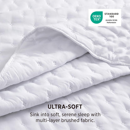 Bedsure King Quilt - Lightweight Comforter King Size for Summer, Bright White Bedspread King with Clover Pattern, Soft Ultrasonic Coverlet, Modern All-Season Polyester Bedding, 106 x 96 Inches