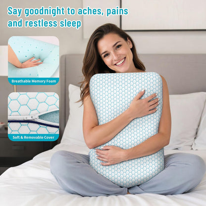 CushyOasis Bed Pillows for Sleeping 2PCS, Memory Foam, Standard Size, Blue
