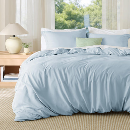 Bedsure White Duvet Cover Queen Size - Soft Double Brushed Bedding Set for Kids & Adults, Zipper Closure, 3 Pieces, Includes 1 Duvet Cover (90"x90") & 2 Pillow Shams, NO Comforter