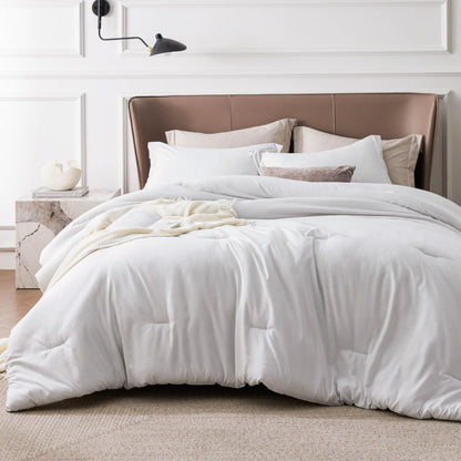 Bedsure Queen Size Comforter Sets, Beige Cationic Dyed Bedding Set 3 Pcs
