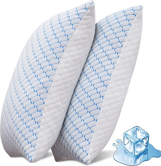 Memory Foam Pillows Queen Size Set of 2,Cooling Pillow for Side Sleepers