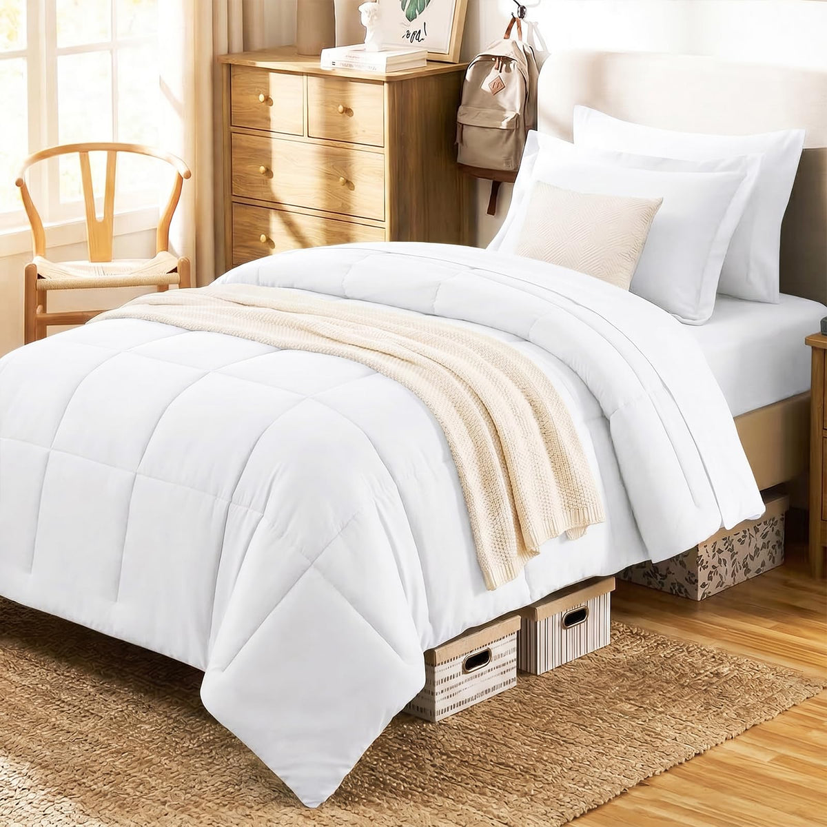 CozyLux Queen Comforter Set, 7-Piece Bed in a Bag, Black