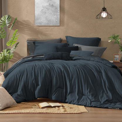 Monbix King Size Comforter Set Olive Green 7 Pieces Bed in a Bag