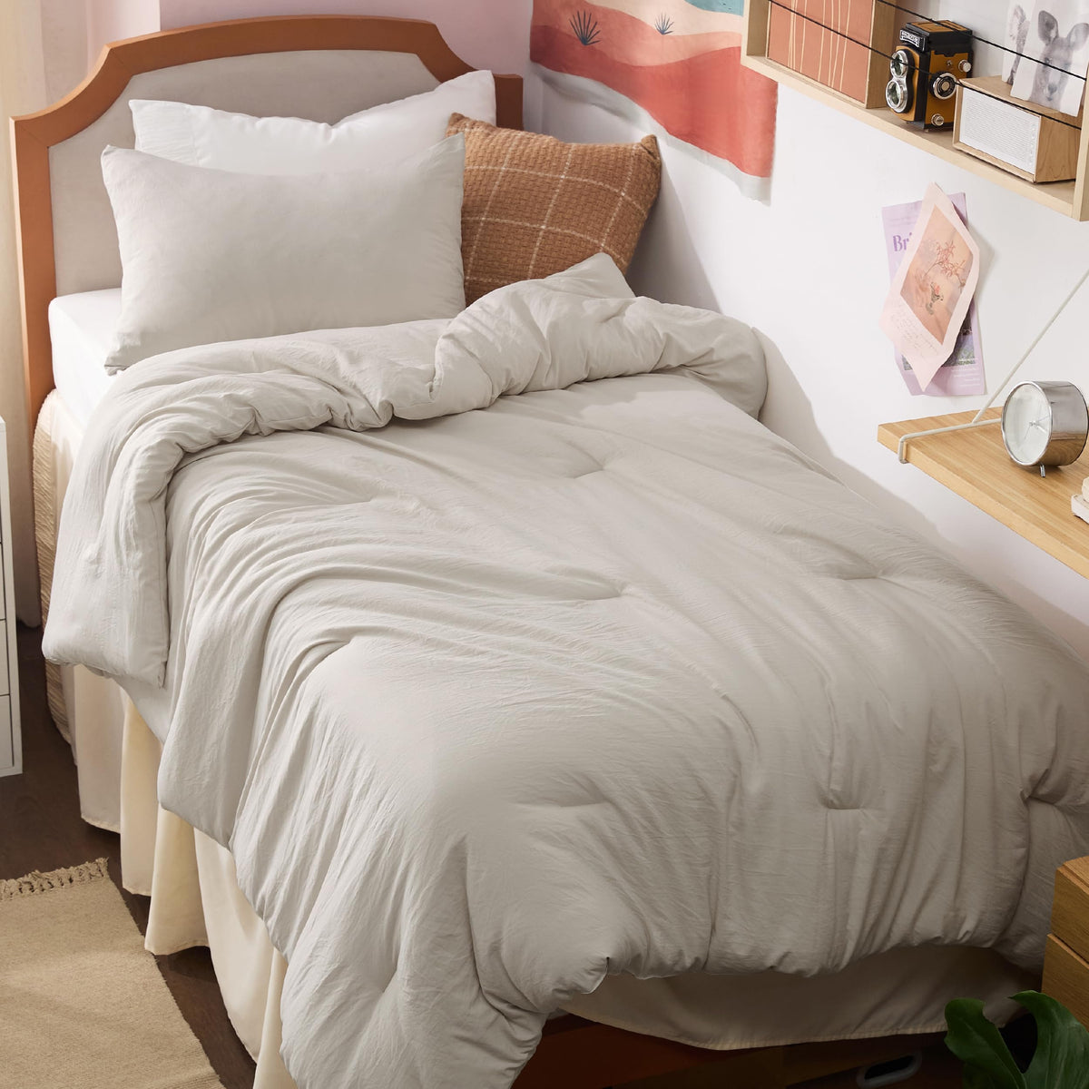 Bedsure King Comforter Set Prewashed Soft Bedding Set 3Pcs White 104"x90"