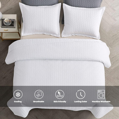 Maple&Stone White Quilt Set Queen Size, Lightweight Bedspread