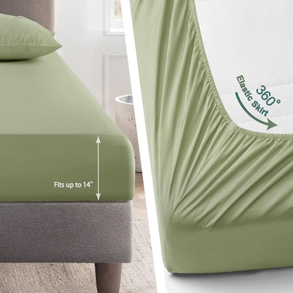 Oli Anderson Queen Comforter Set, 7 Pieces Bed in a Bag, Light Green