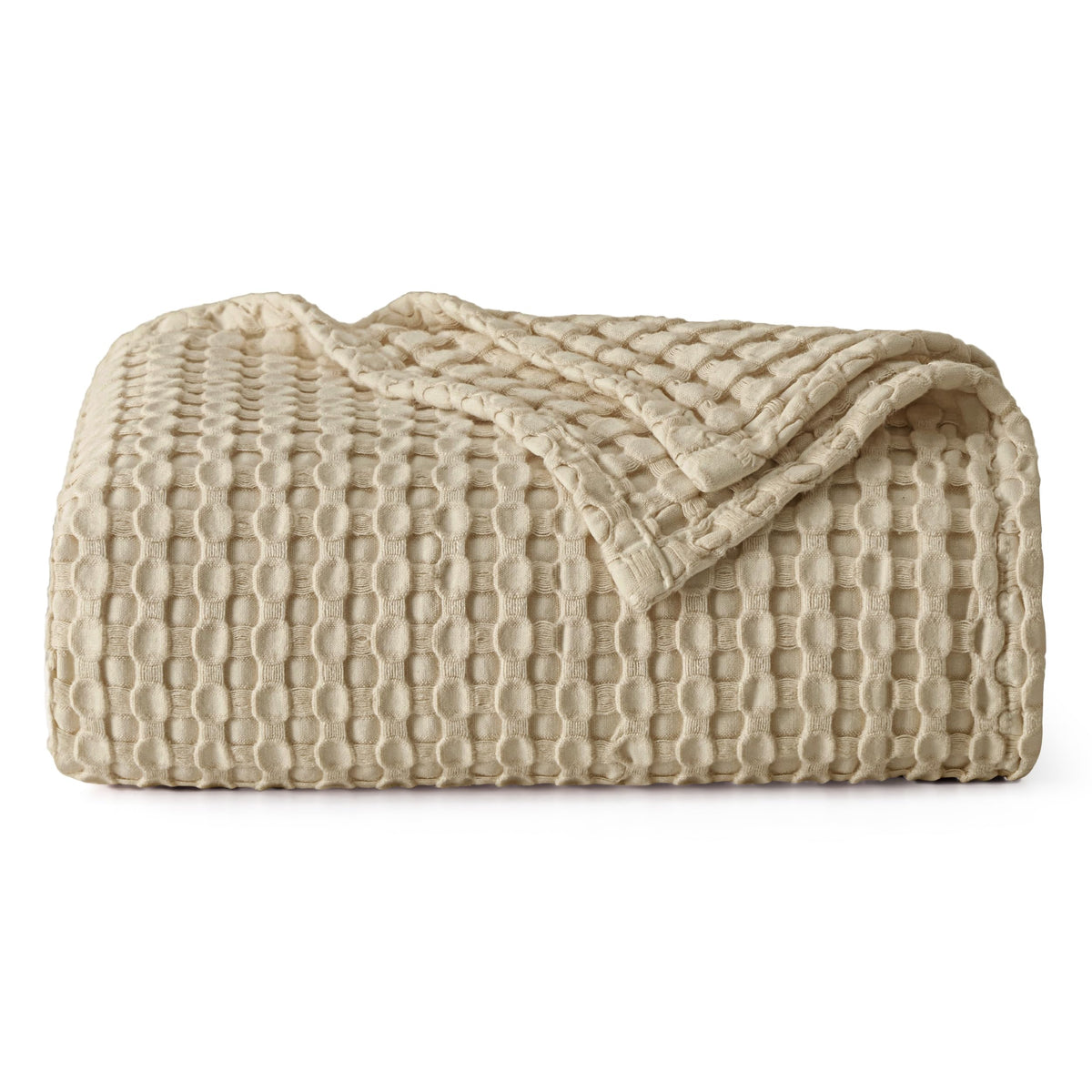 Bedsure Cooling Waffle Blanket for Hot Sleepers, Ivory, Queen, 90"x90"