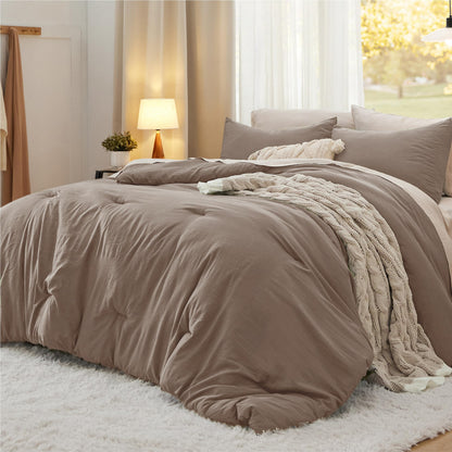 Bedsure King Comforter Set Prewashed Soft Bedding Set 3Pcs White 104"x90"