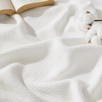 Bedsure 100% Cotton Blanket, Herringbone Weave, Queen Size, Linen Beige